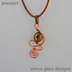 jewelart venus copper spiral and fused glass pendant 
