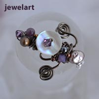 beaded wirework brooch